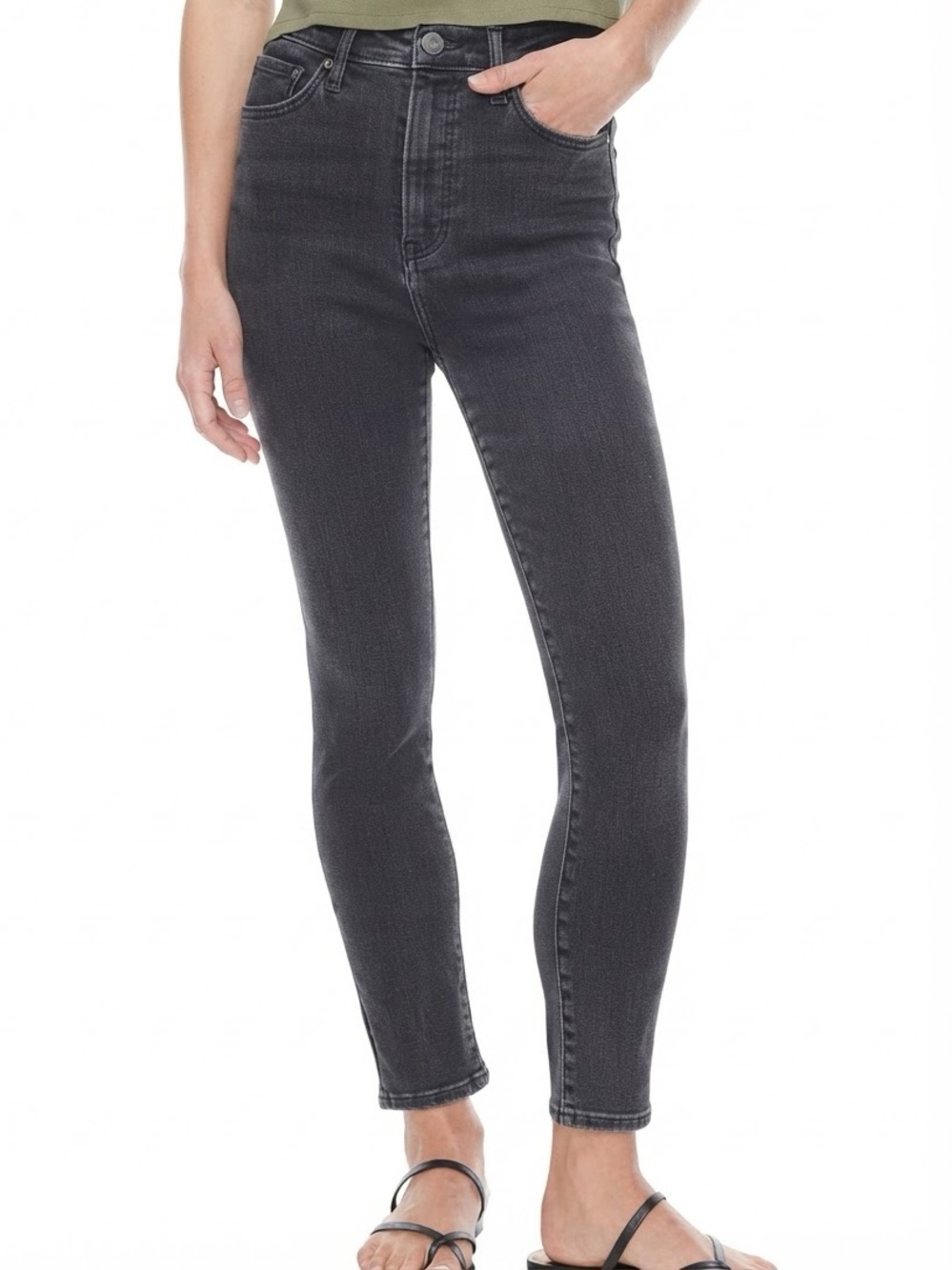 Denim Forum| Aritzia| Casual High-Rise Denim Skinny Jeans in Washed Black Sz 26